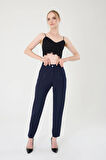 Kadın Lacivert Dar Kesim Kumaş Pantolon