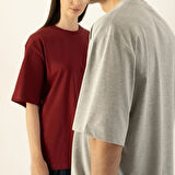 LAMPAGO Unisex Oversize Bisiklet Yaka T-shirt