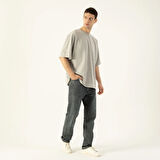 LAMPAGO Unisex Oversize Bisiklet Yaka T-shirt