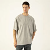 LAMPAGO Unisex Oversize Bisiklet Yaka T-shirt