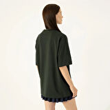 LAMPAGO Unisex Oversize Bisiklet Yaka T-shirt