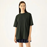 LAMPAGO Unisex Oversize Bisiklet Yaka T-shirt