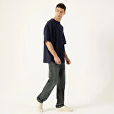 LAMPAGO Unisex Oversize Bisiklet Yaka T-shirt