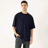 LAMPAGO Unisex Oversize Bisiklet Yaka T-shirt