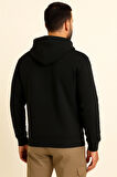 Erkek regular fit fermuarlı kapüşonlu sweatshirt-SİYAH 