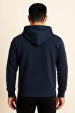Erkek regular fit fermuarlı kapüşonlu sweatshirt (lacivert)
