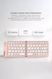 Cep Ekipman Tuş Kablosuz Klavye Bluetooth Katlanabilir Şarjlı Mini Klavye TK08 Pembe