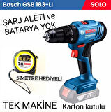 BOSCH Gsb 183 Li Darbeli Matkap Vidalama (SOLO), BATARYA VE ŞARJ ALETİ YOKTUR