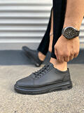 JY0535 Prime Bağcıklı Cilt Erkek Günlük Sneaker Ayakkabı CST - Siyah