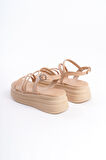 NATALIE İnce Tokalı Şerit Detaylı Ortopedik Taban Kadın Sandalet CTT - Ten