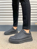JY007 Alba Bağcıksız Cilt Erkek Günlük Sneaker Ayakkabı CST Siyah