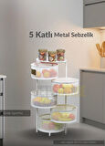 5 Katlı Sebzelik Açılır Metal Patates Soğan Sepeti Paslanmaz Meyvelik Organizer Sepet Beyaz