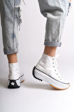ROMA Bağcıklı Ortopedik Taban Kadın Sneaker Spor Ayakkabı TBT - Beyaz