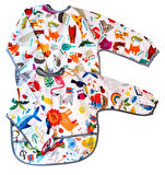 Yorni 2'li Ekonomik Set, Jungle ve Zoo 2-4yaş Uzun Kollu, Sıvı Geçirmeyen Bebek Önlük, Cepli ve Arkadan Cırtlı