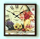 MUTFAK › AHŞAP SAATLER › Saatler-MB KARE ÇİÇEK TEMALI DUVAR SAATİ-42*42*5 CM