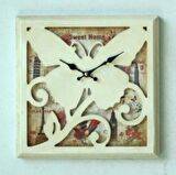 MUTFAK › AHŞAP SAATLER › Saatler-MB KARE KELEBEK KABARTMALI TEMALI DUVAR SAATİ-30*30*5,5 CM