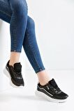 Fermuarlı Konforlu Siyah Beyaz Kadın Sneaker