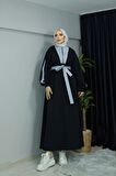 Kot Garnili 2 İplik Bel Kuşaklı Fermuar Detaylı Elbise