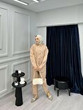 PTKM006 KUMAŞ DESENLİ BELİ LASTİKLİ PANTOLONLU TAKIM