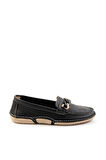 Siyah Leather Kadın Loafer Ayakkabı K01028130303