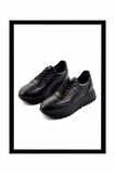 Siyah Hakiki Deri Kadın Sneaker K01037201003