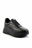 Siyah Hakiki Deri Kadın Sneaker K01037201003