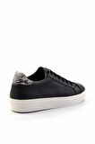 Siyah Bej Yılan Baskı Hakiki Deri Kadın Sneaker K01102100103