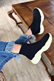 Bambi Siyah Yesil Triko  Kadın Sneaker K01122000482