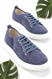 Bambi Kot Mavi Kumas  Kadın Sneaker K01122000804