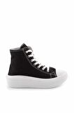 Bambi Siyah Beyaz Keten  Kadın Sneaker K01149050018