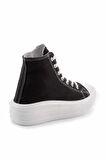 Bambi Siyah Beyaz Keten  Kadın Sneaker K01149050018