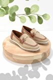 Bej Taba Hasır  Kadın Loafer Ayakkabı K01225092628