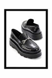 Siyah Kroko  Kadın Loafer Ayakkabı K01236005511
