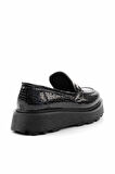 Siyah Kroko  Kadın Loafer Ayakkabı K01236005511