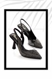 Platin Taşlı  Kadın Abiye Ayakkabı K01231373087