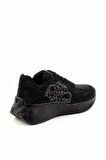 Siyah Platin Taşlı  Kadın Sneaker K01234073587