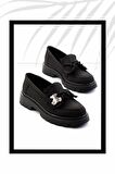 Siyah Kumaş  Kadın Loafer Ayakkabı K01246170804