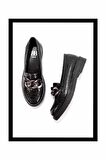 Siyah Rugan  Kadın Loafer Ayakkabı K01257067011