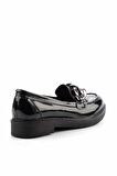 Siyah Kırışık Rugan  Kadın Loafer Ayakkabı K01257067008