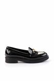 Siyah Kırışık Rugan  Kadın Loafer Ayakkabı K01257067608