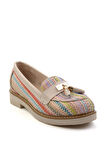 Bej Çok Renkli  Kadın Loafer Ayakkabı K01257060828