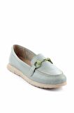Yeşil Hakiki Deri Kadın Loafer Ayakkabı K01269354603