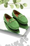 Bambi Yesil Süet Hakiki Deri Kadın Loafer Ayakkabi K01274225002