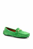 Bambi Yesil Süet Hakiki Deri Kadın Loafer Ayakkabi K01274225002