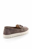 Bambi Vizon Süet Hakiki Deri Kadın Loafer Ayakkabi K01286654002