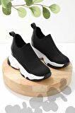 Bambi Siyah Streç  Kadın Sneaker K01313001617