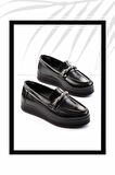 Siyah Kırışık Rugan  Kadın Loafer Ayakkabı K01311410008