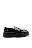 Siyah Rugan  Kadın Loafer Ayakkabı K01327241008
