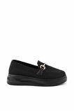 Bambi Siyah Triko  Kadın Loafer Ayakkabi K01320425182