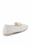 Bambi Beyaz Triko  Kadın Loafer Ayakkabi K01320302082